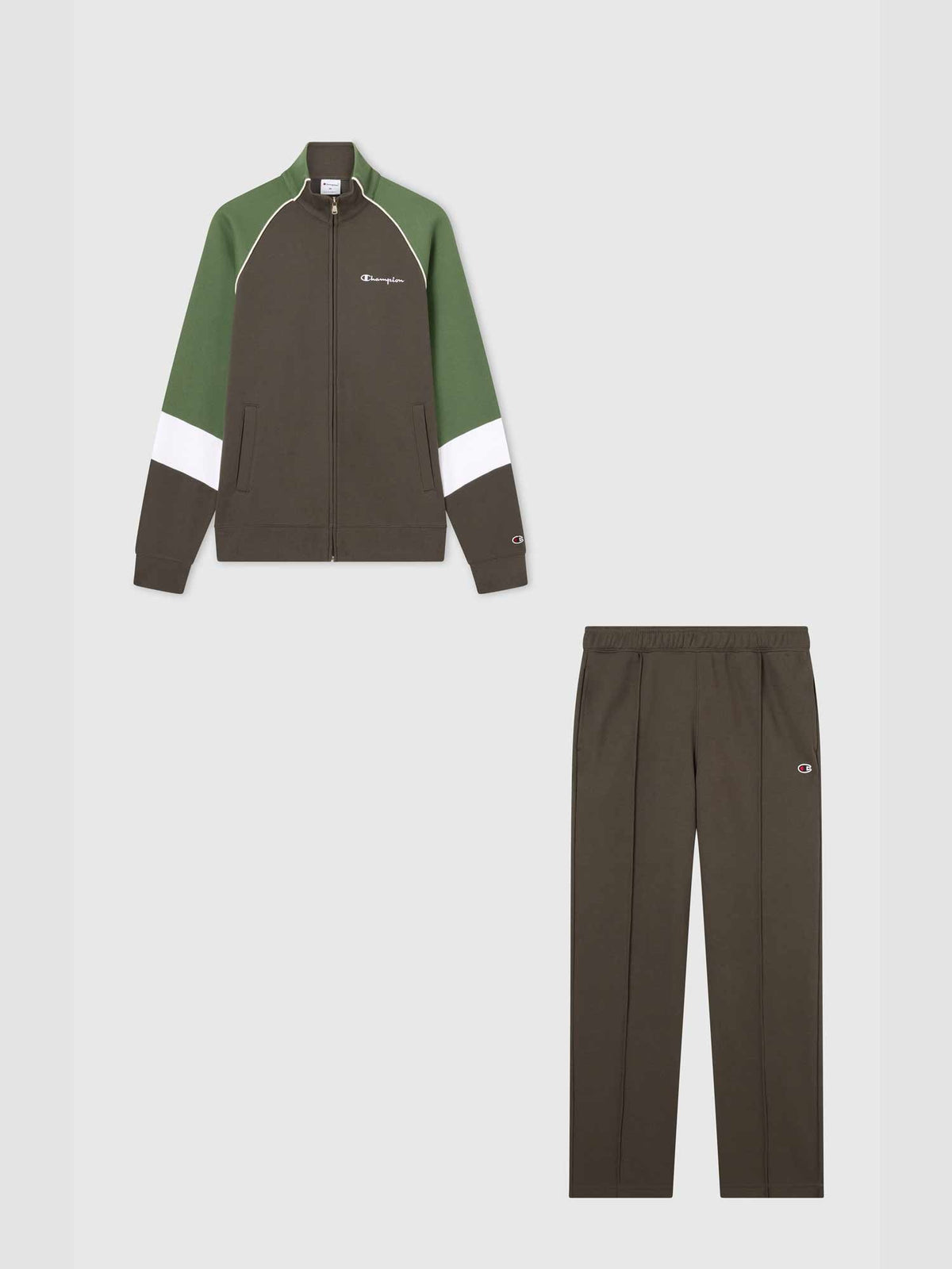 TUTA UOMO CHAMPION COLOR BLOCK FELPATA – VERDE