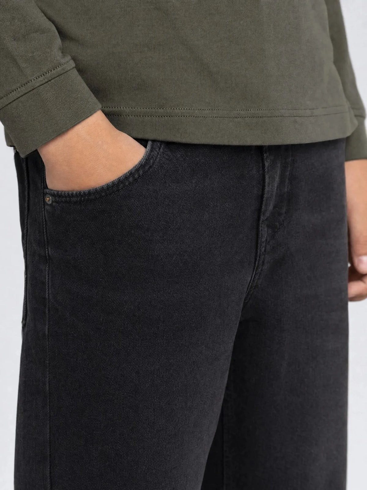 JEANS RAGAZZO PETROL INDUSTRIES LENOX LOOSE FIT IN DENIM COMFORT STRETCH – BLACK FADED / NERO