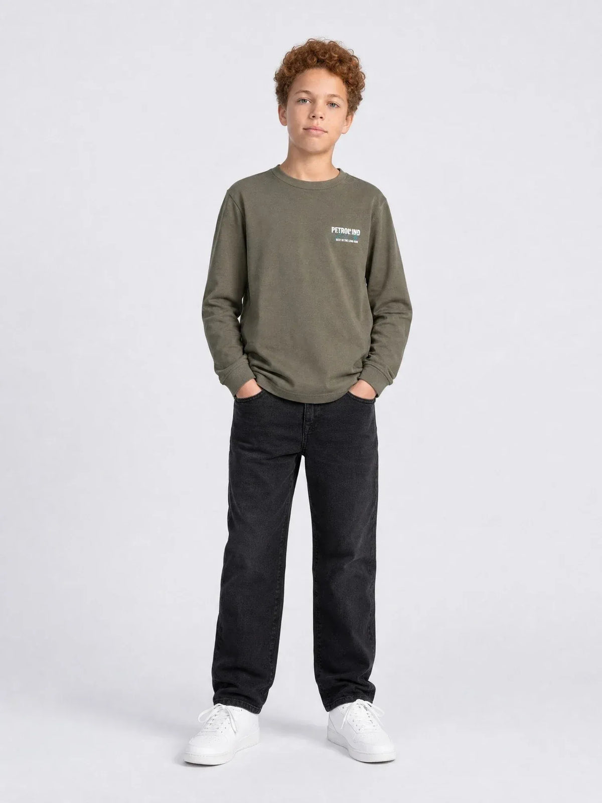 JEANS RAGAZZO PETROL INDUSTRIES LENOX LOOSE FIT IN DENIM COMFORT STRETCH – BLACK FADED / NERO