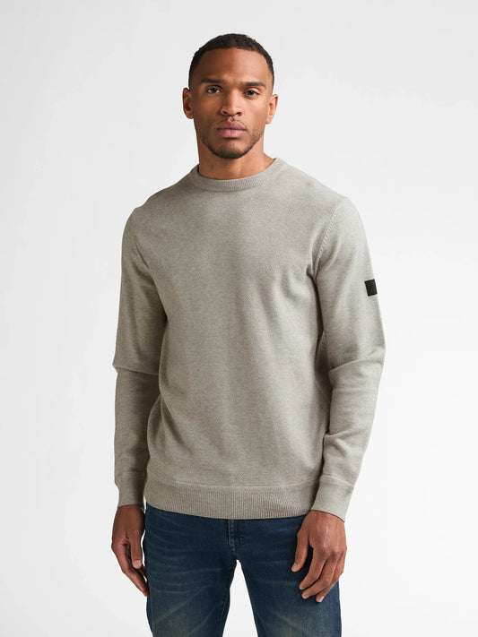 MAGLIA UOMO GIROCOLLO IN FILATO MELANGE PETROL INDUSTRIES REGULAR FIT – GRIGIO GHIACCIO / ICE GREY