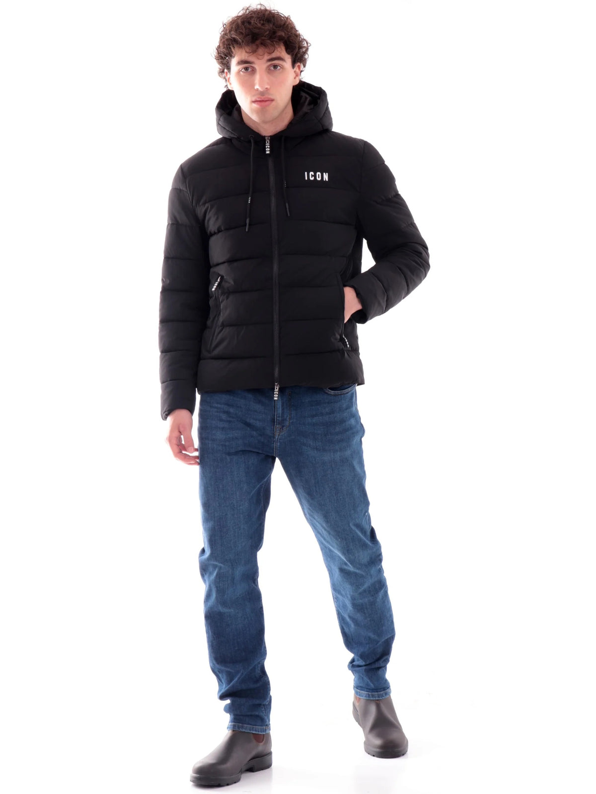 GIUBBOTTO UOMO ICON IMBOTTITO CON CAPPUCCIO – NERO
