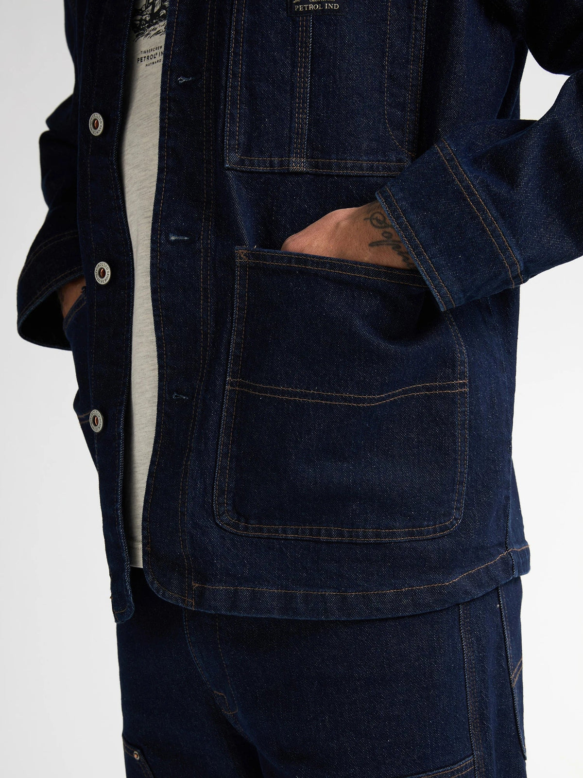 GIACCA UOMO IN DENIM WORKER PETROL INDUSTRIES – BLU