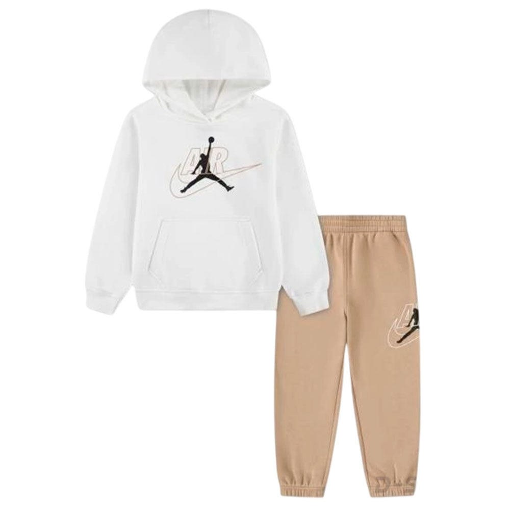 TUTA BAMBINO JORDAN SWOOSH FLEECE SET – BIANCO/BEIGE