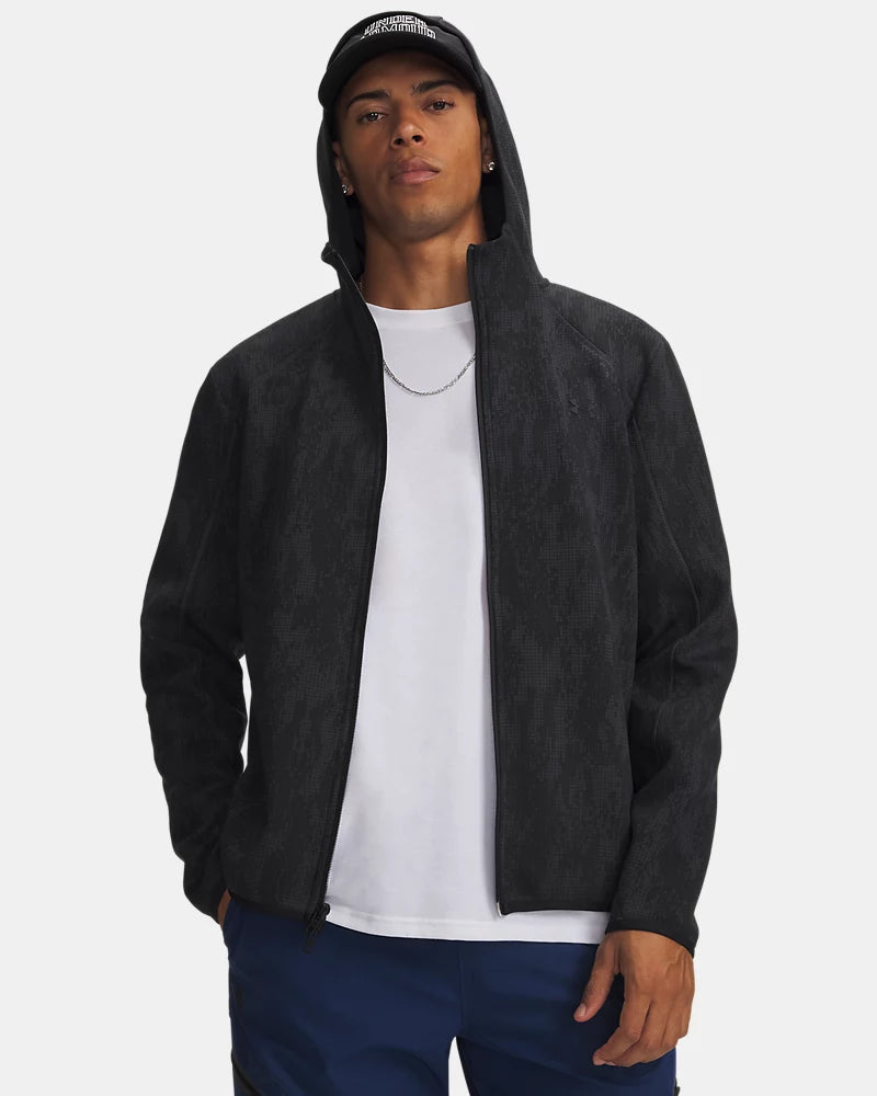 GIACCA CON CAPPUCCIO UOMO UNDER ARMOUR UNSTOPPABLE FLEECE – ULTIMATE BLACK / PIXEL GRIGIO