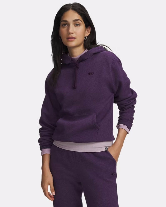 FELPA CON CAPPUCCIO DONNA UNDER ARMOUR RIVAL FLEECE IN MISTO COTONE – PURPLE ECHO HEATHER / VIOLA