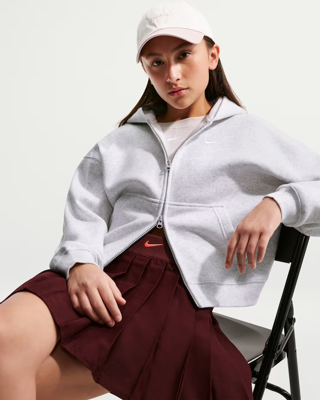 FELPA RAGAZZA NIKE STUDIO FLEECE CROP FULL ZIP – GRIGIO