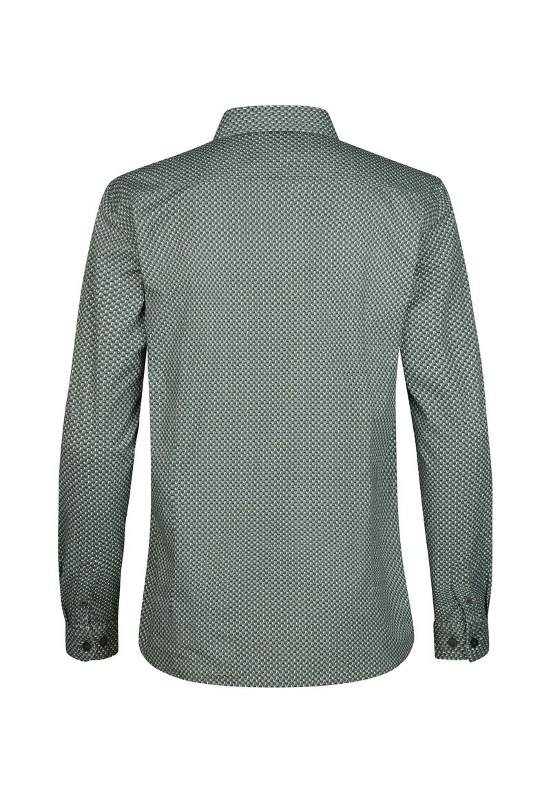 CAMICIA UOMO SLIM FIT IN COTONE ELASTICIZZATO PETROL INDUSTRIES – MICRO FANTASIA ALL-OVER