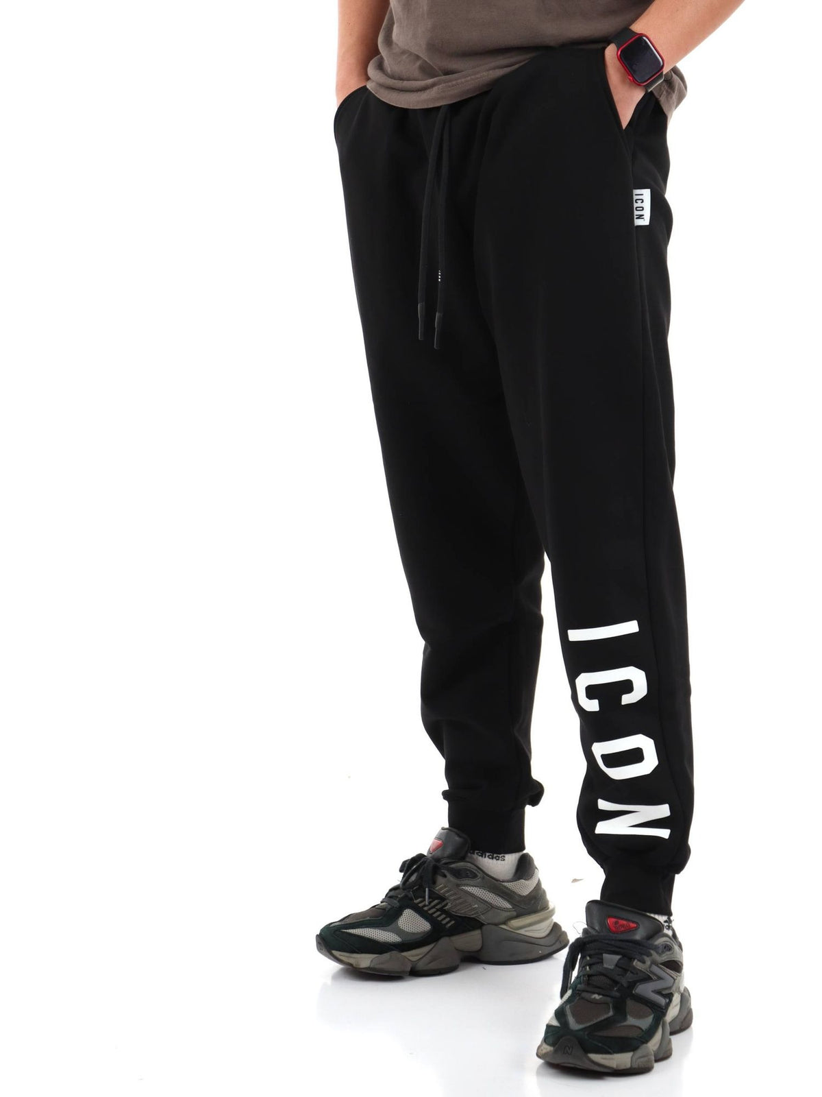 PANTALONI UOMO ICON BIG LOGO SLIM FIT – NERO / VERDE