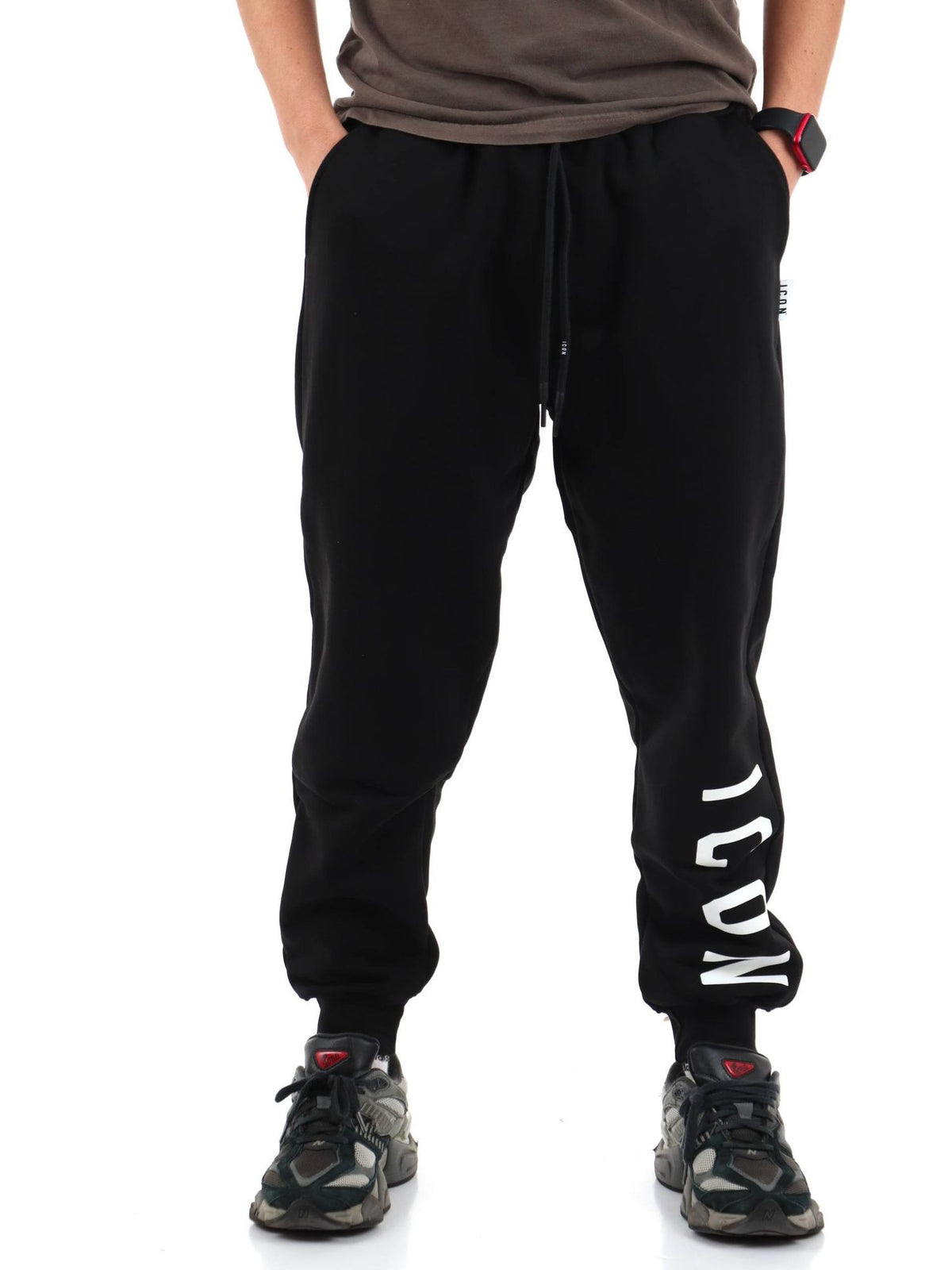 PANTALONI UOMO ICON BIG LOGO SLIM FIT – NERO / VERDE