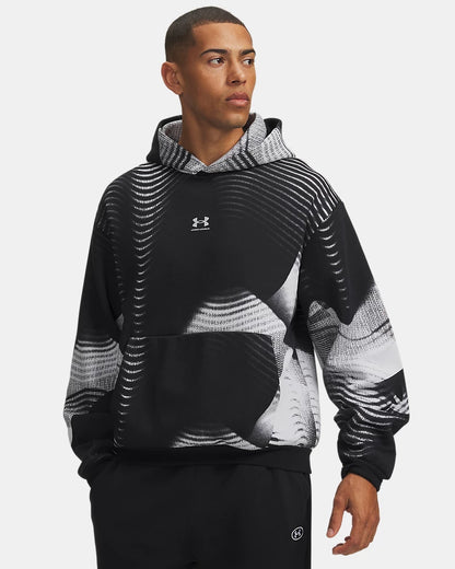 FELPA UOMO UNDER ARMOUR ICON FLEECE PRINTED IN MISTO COTONE – NERO