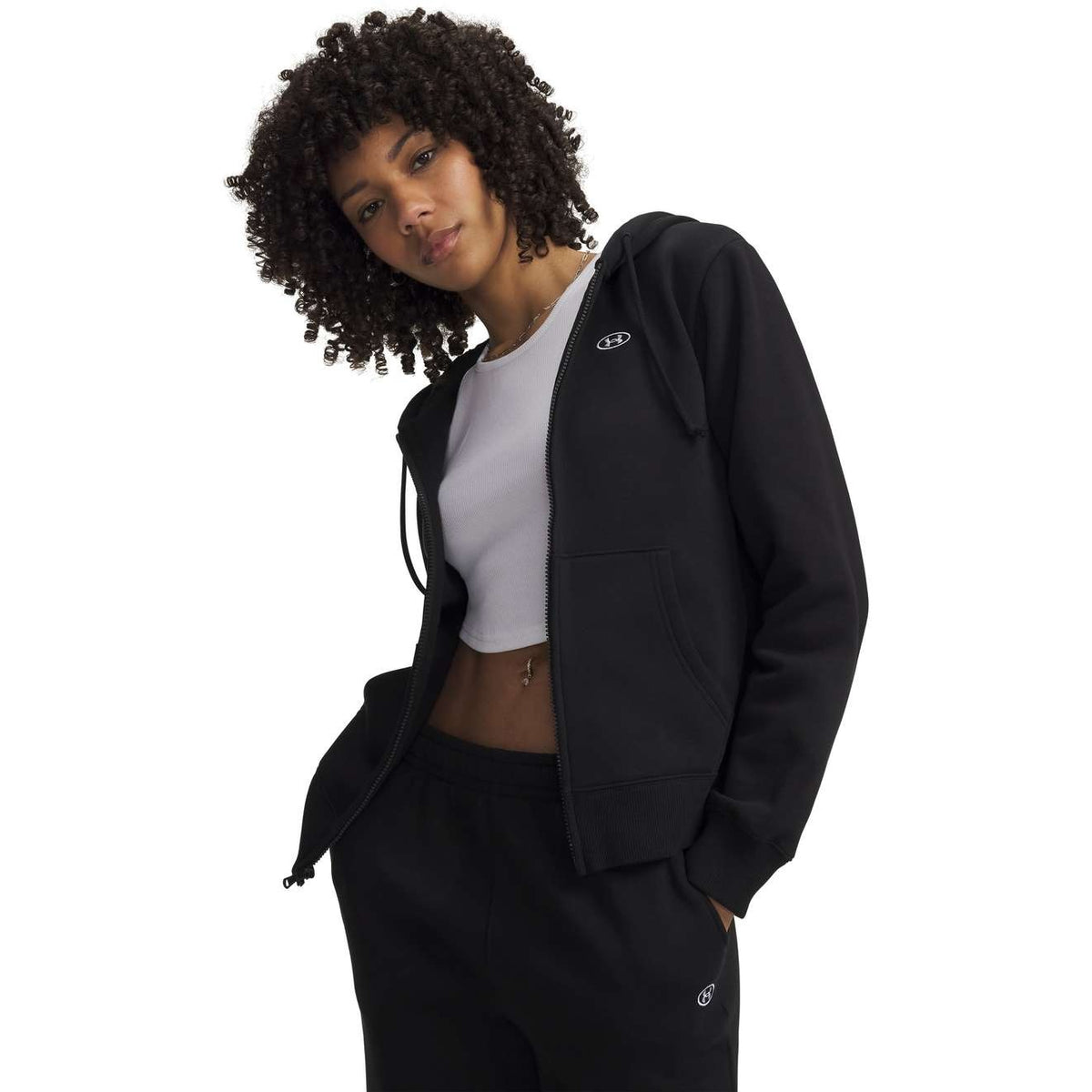 GIACCA FELPA DONNA UNDER ARMOUR ICON FLEECE IN MISTO COTONE – NERO
