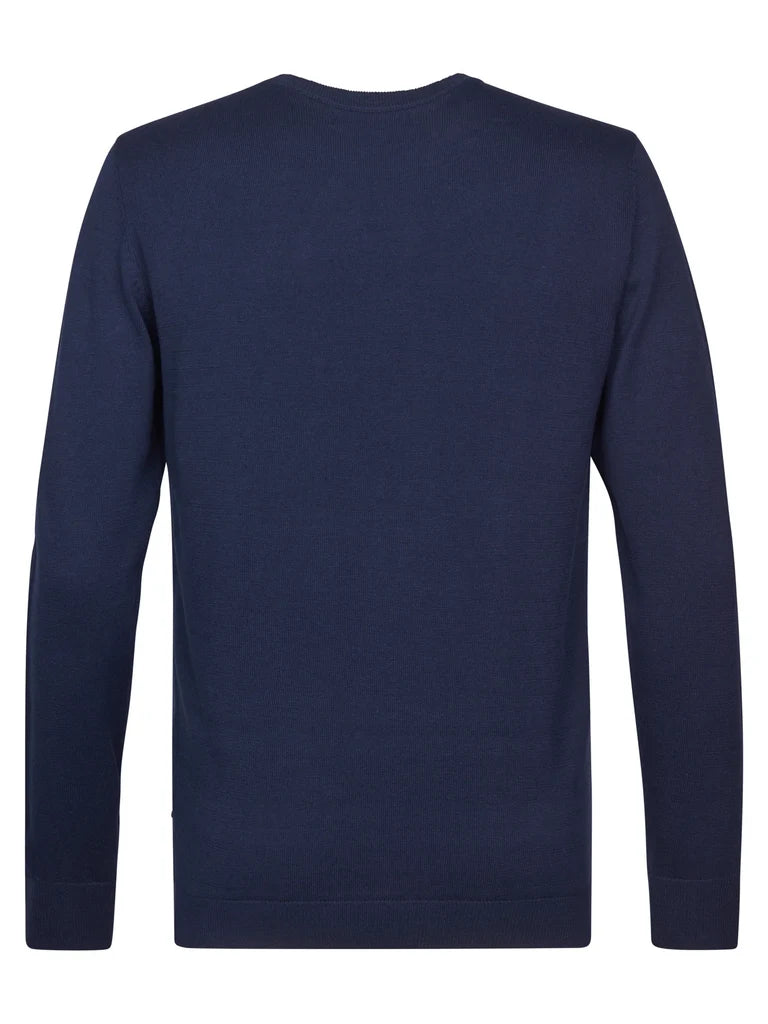 MAGLIONE UOMO GIROCOLLO IN MAGLIA FINE NAVY BLUE PETROL INDUSTRIES – REGULAR FIT