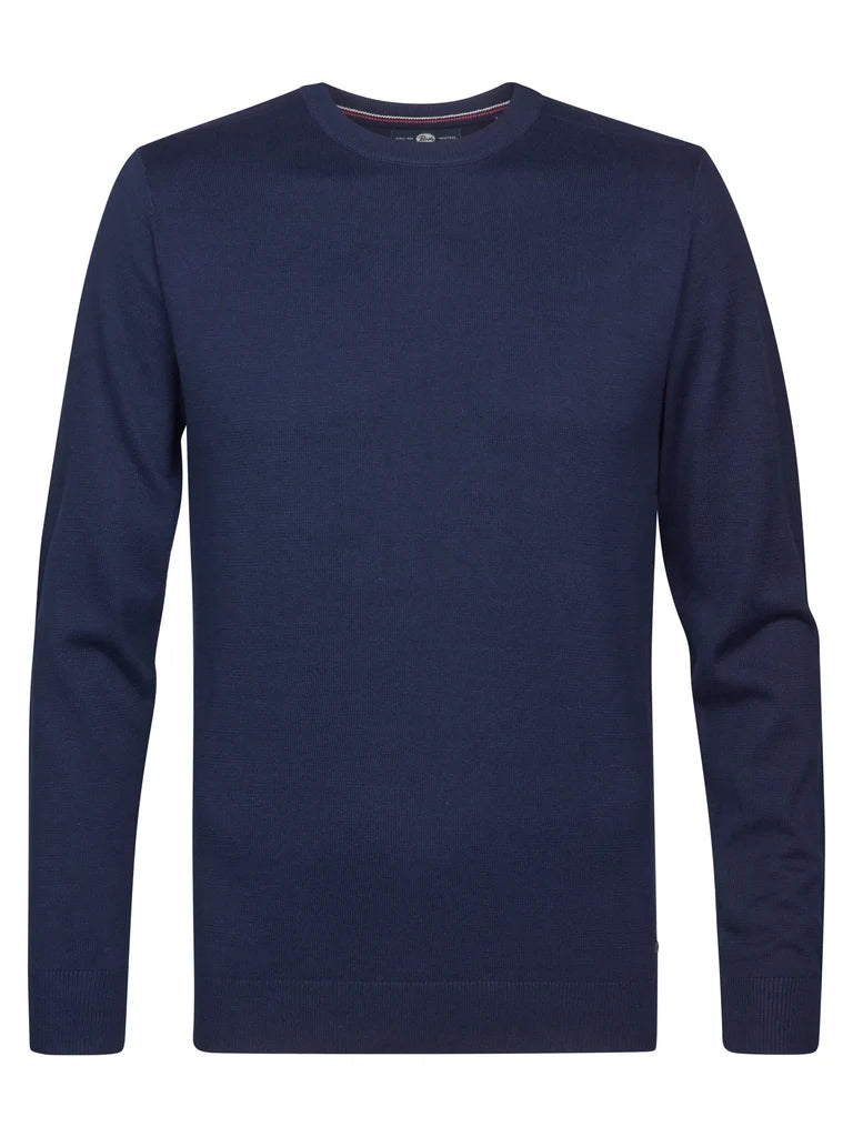 MAGLIONE UOMO GIROCOLLO IN MAGLIA FINE NAVY BLUE PETROL INDUSTRIES – REGULAR FIT