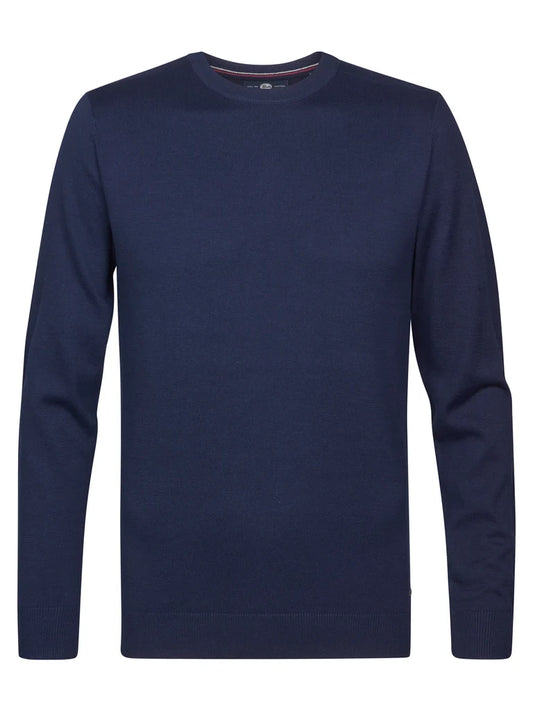 MAGLIONE UOMO GIROCOLLO IN MAGLIA FINE NAVY BLUE PETROL INDUSTRIES – REGULAR FIT