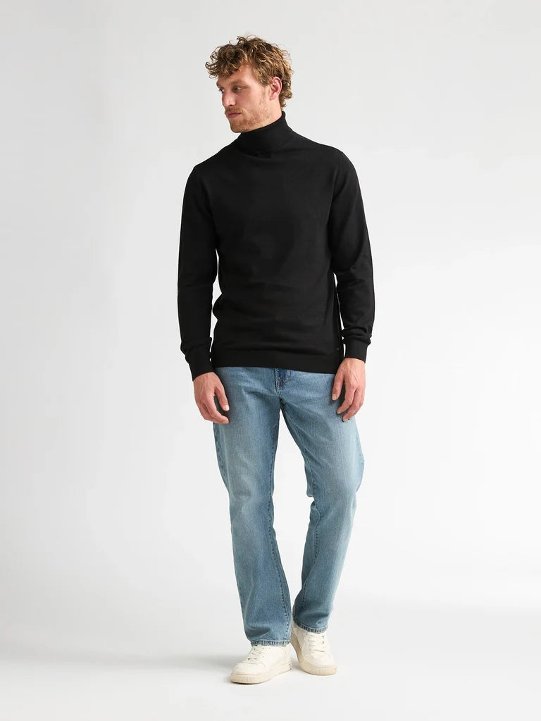 MAGLIONE UOMO A COLLO ALTO IN MAGLIA NERO PETROL INDUSTRIES – REGULAR FIT