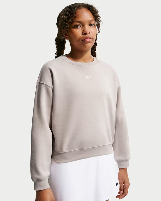FELPA BAMBINA NIKE SWOOSH BOXY GIROCOLLO – GRIGIO