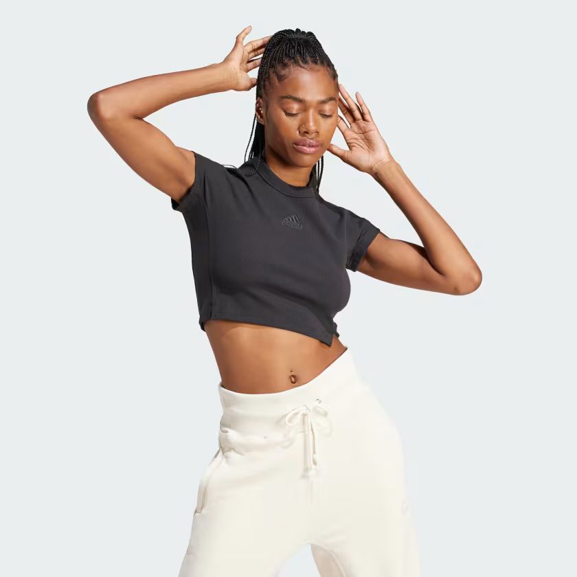 T-SHIRT LOUNGE RIBBED CROP