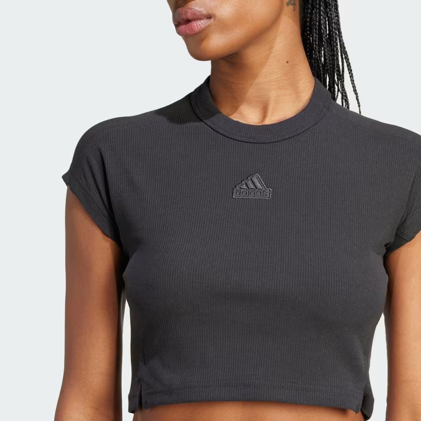 T-SHIRT LOUNGE RIBBED CROP