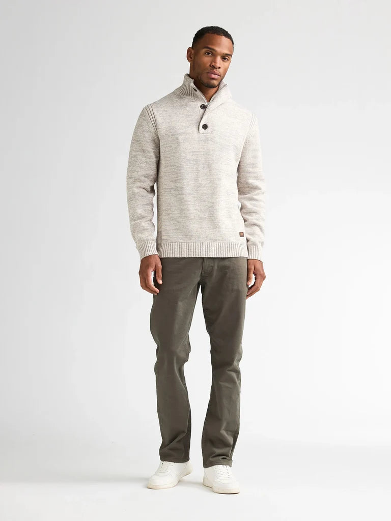 MAGLIONE UOMO IN COTONE PETROL INDUSTRIES CON BOTTONI E ZIP – BIANCO ANTICO