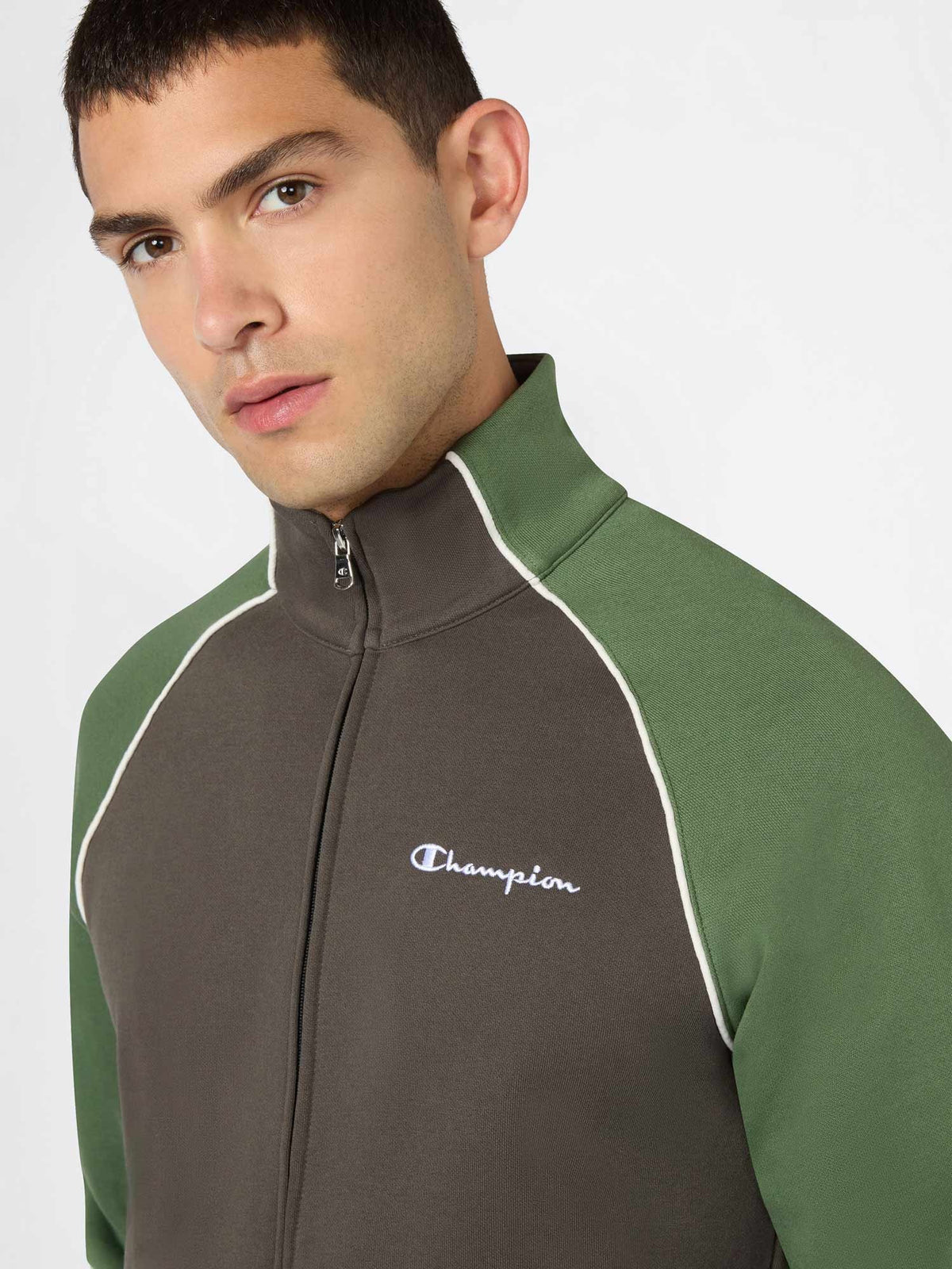 TUTA UOMO CHAMPION COLOR BLOCK FELPATA – VERDE