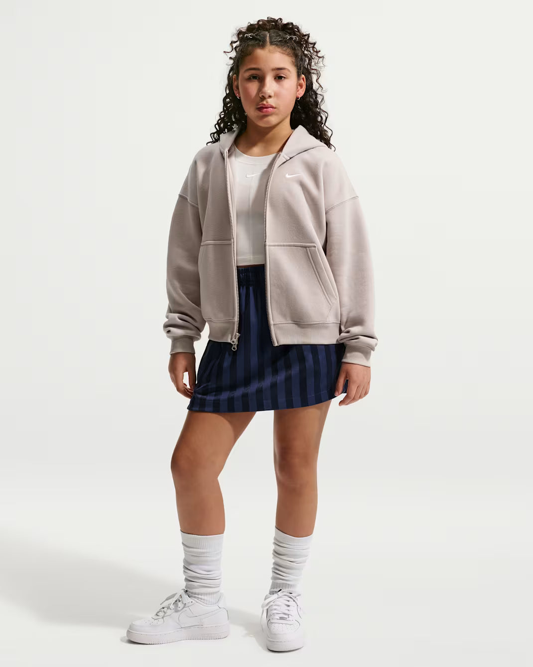 FELPA RAGAZZA NIKE STUDIO FLEECE CROP FULL ZIP – GRIGIO