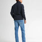 MAGLIONE UOMO A COLLO ALTO IN COTONE RICICLATO PETROL INDUSTRIES CON BOTTONI E ZIP – ROYAL NAVY
