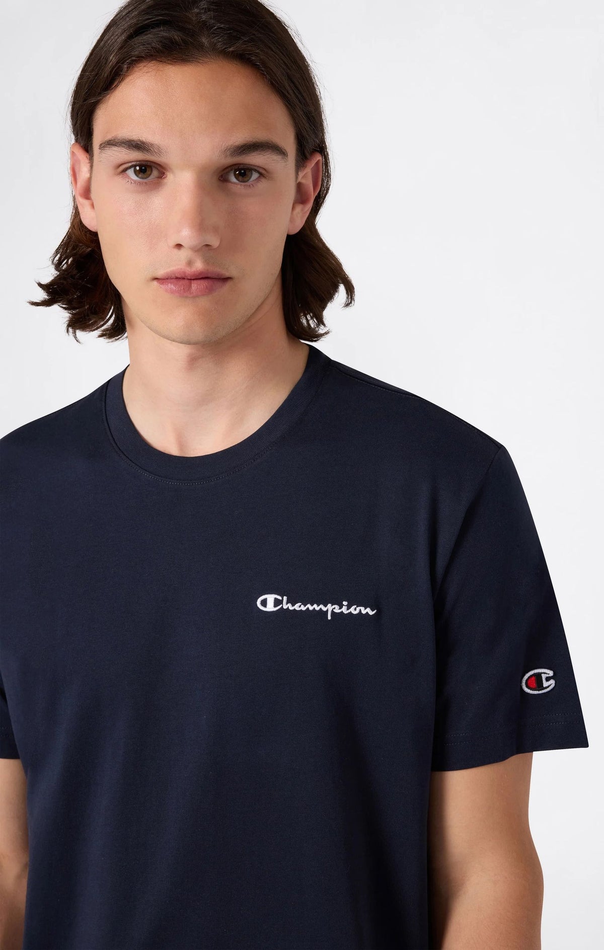 T-SHIRT UOMO CHAMPION ICONS LOGO RICAMATO – BLU
