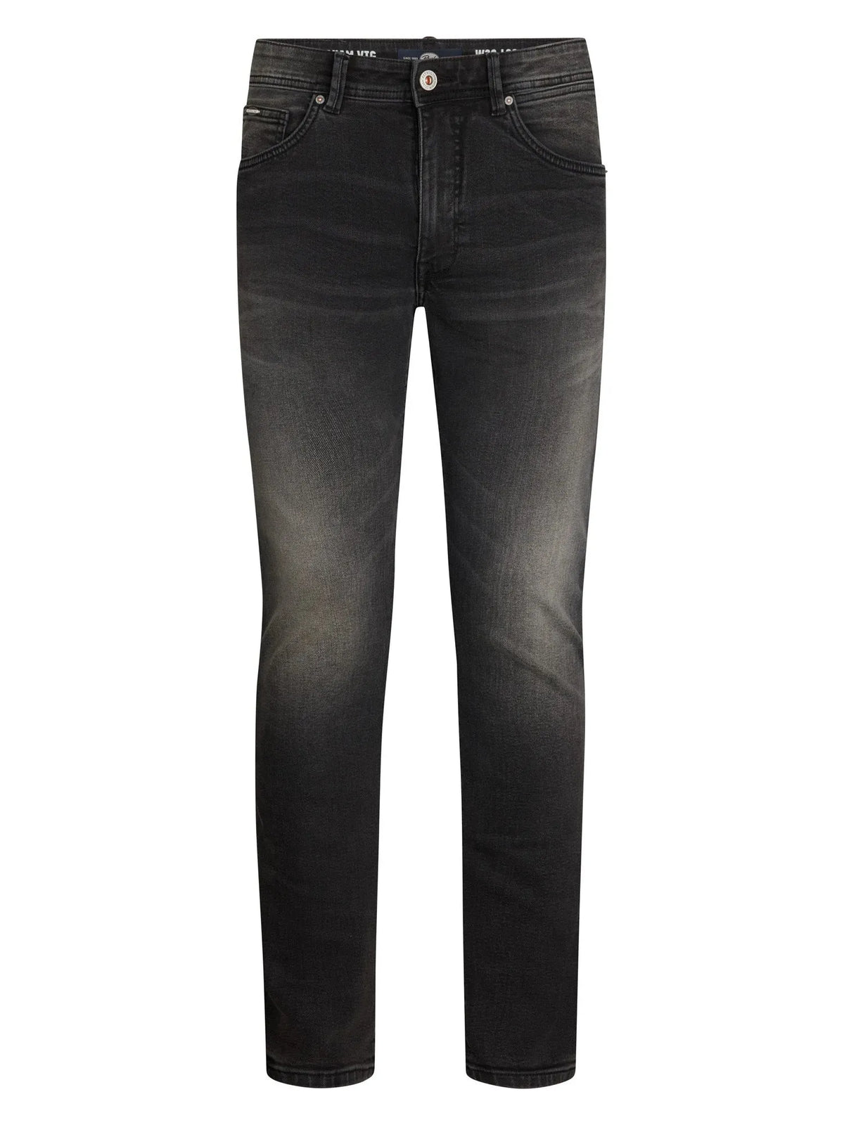 JEANS SLIM FIT UOMO PETROL INDUSTRIES SEAHAM EVERGLADES IN COTONE BIOLOGICO – BLACK STONE/ GRIGIO SCURO
