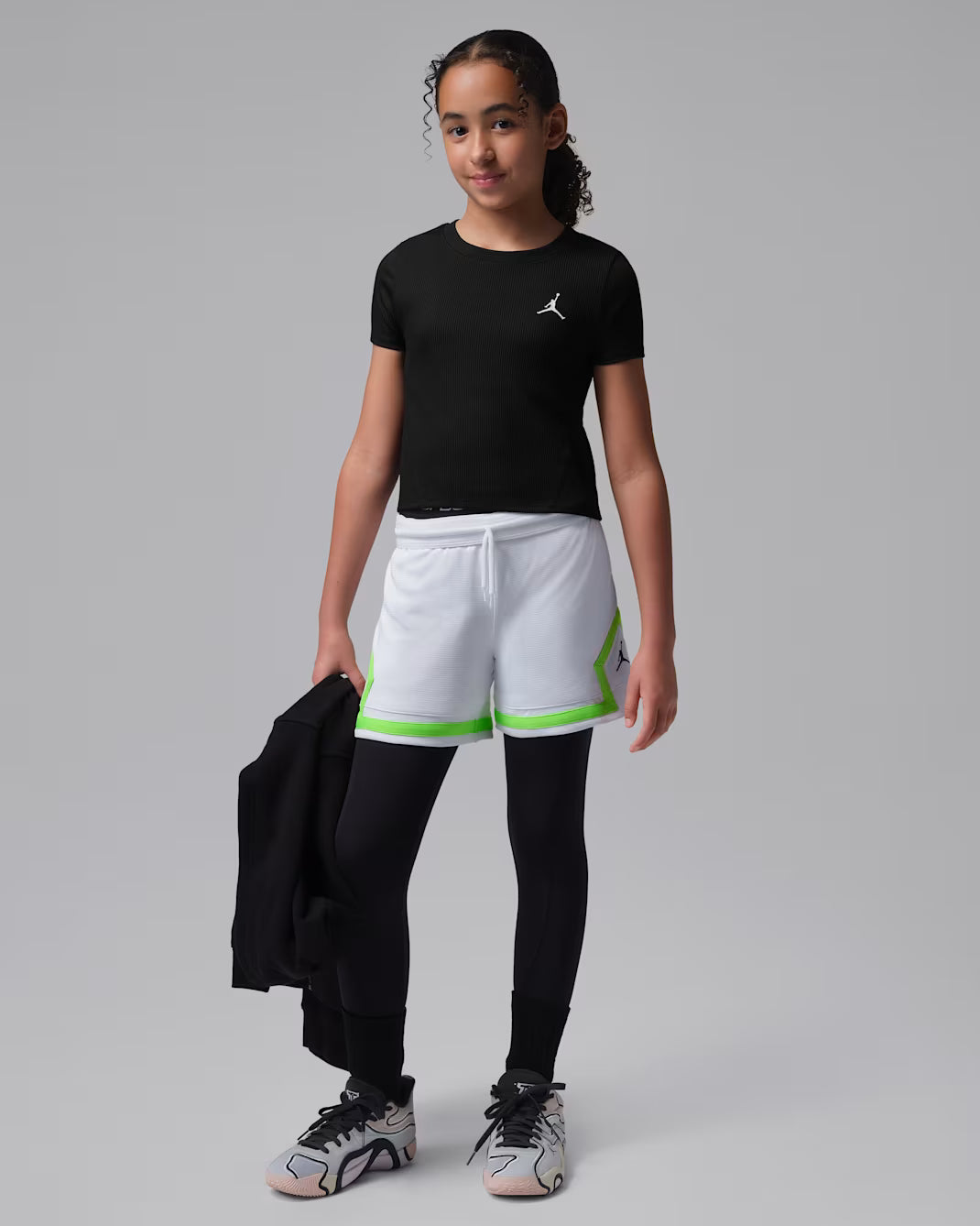 T-SHIRT RAGAZZA JORDAN JUMPMAN SPORT RIBBED – NERO
