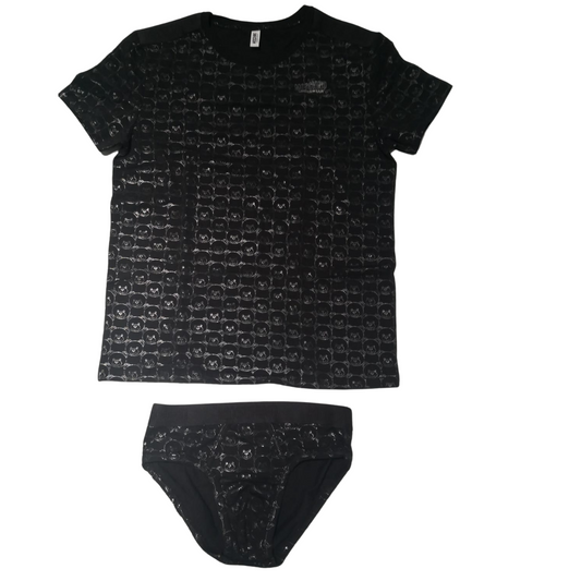 SET T-SHIRT + SLIP TEDDY BEAR SHINY