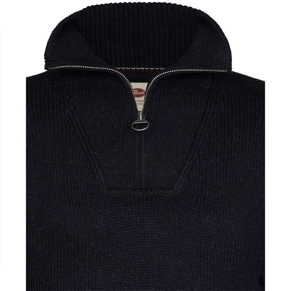 MAGLIONE UOMO IN MAGLIA CON MEZZA ZIP PETROL INDUSTRIES REGULAR FIT – ROYAL BLUE