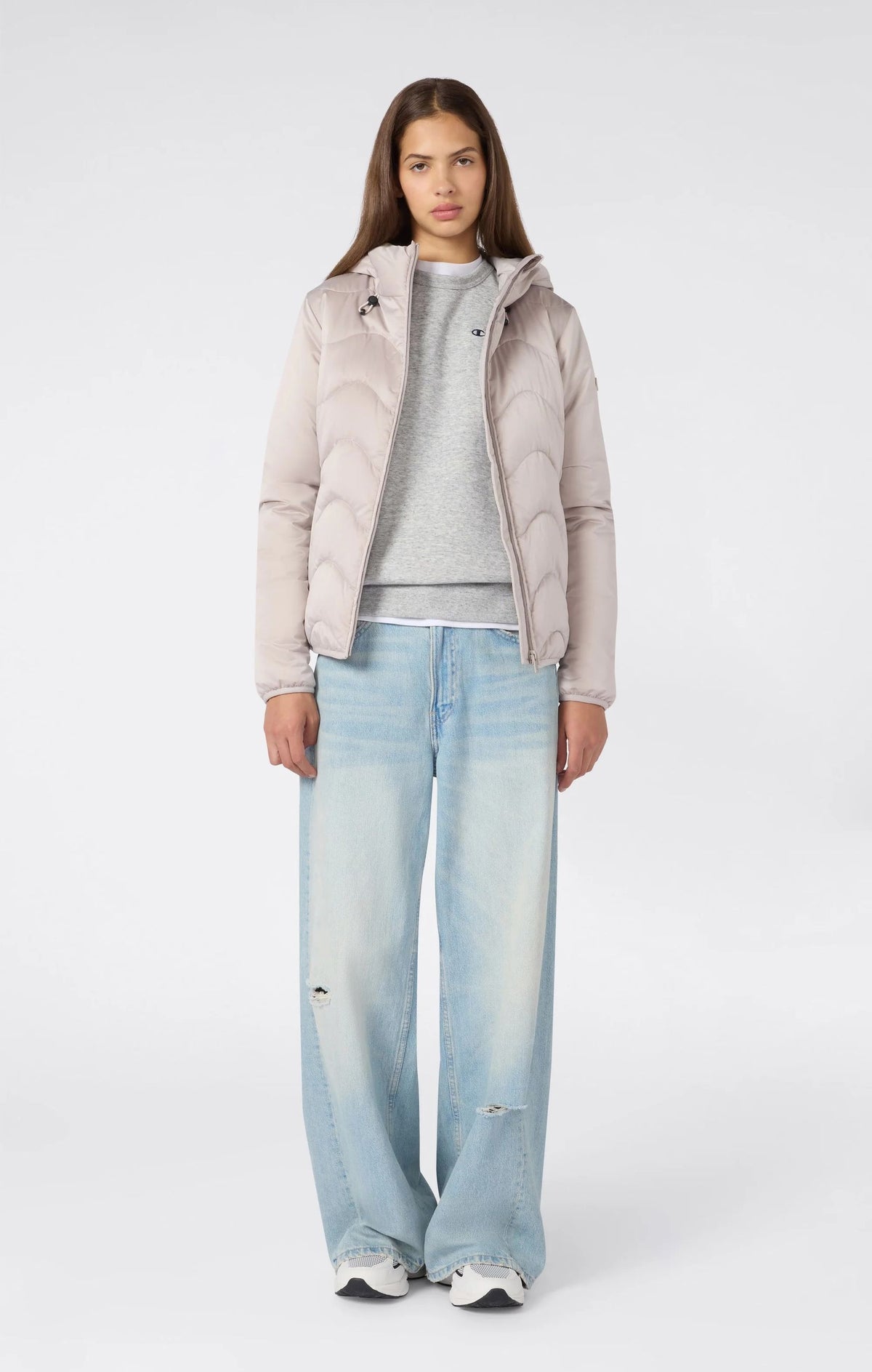 GIACCA DONNA CHAMPION IMBOTTITA CON CAPPUCCIO – BEIGE