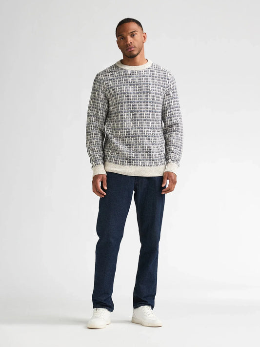 MAGLIONE UOMO GIROCOLLO PETROL INDUSTRIES – BIANCO/BLU