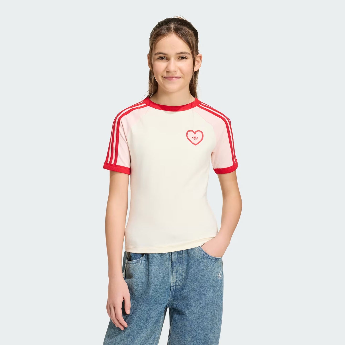 T-SHIRT GIRLS 3 STRIPES SLIM HEART