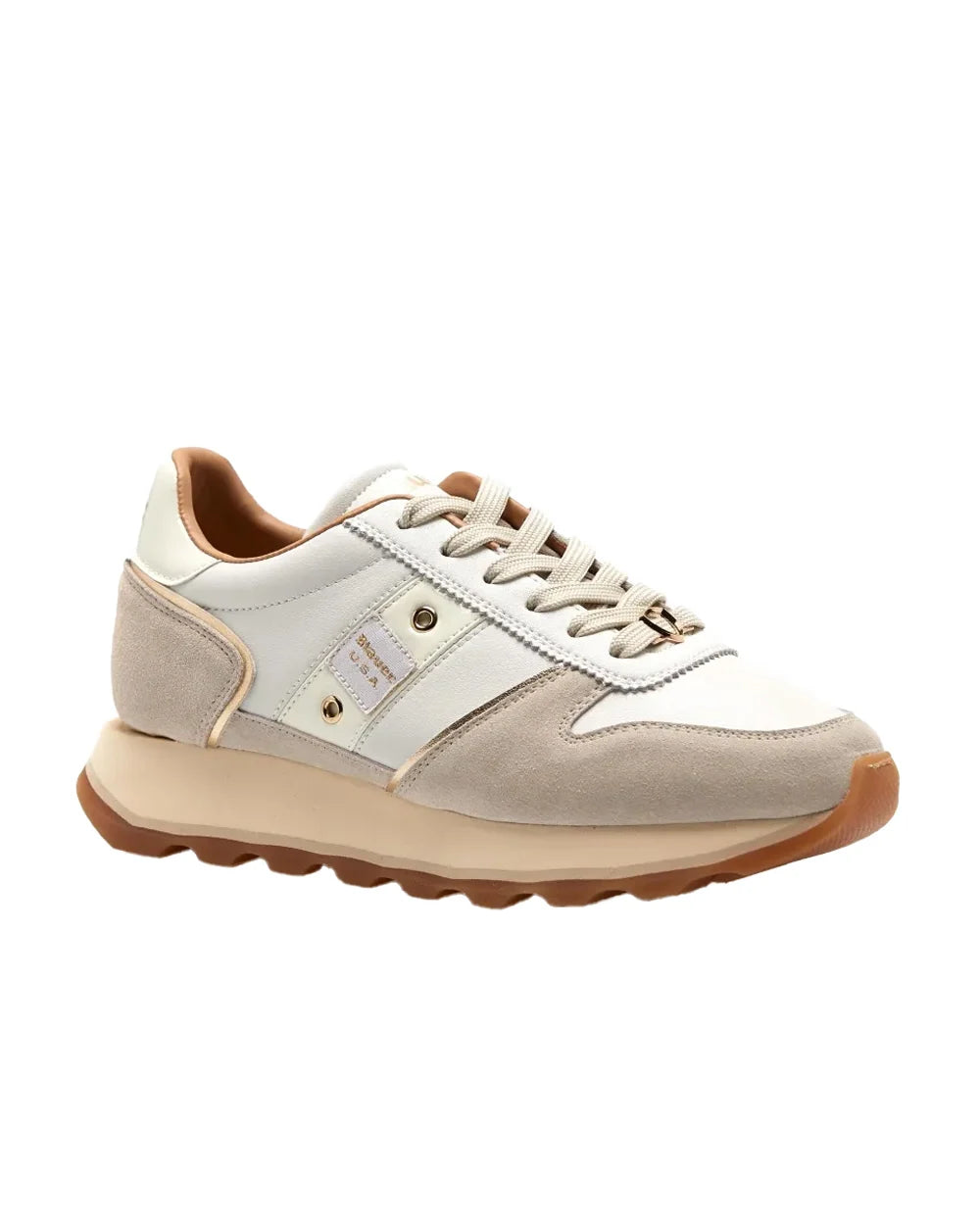 SNEAKERS DONNA BLAUER MILLS01 IN PELLE E SUEDE – CREMA