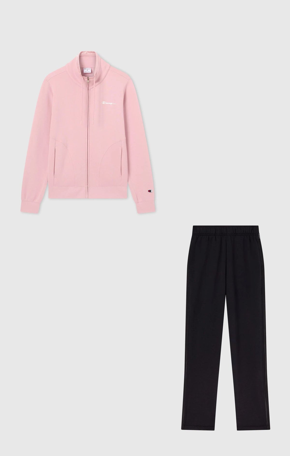 TUTA DONNA CHAMPION COLLO ALTO FELPATA – ROSA/NERO
