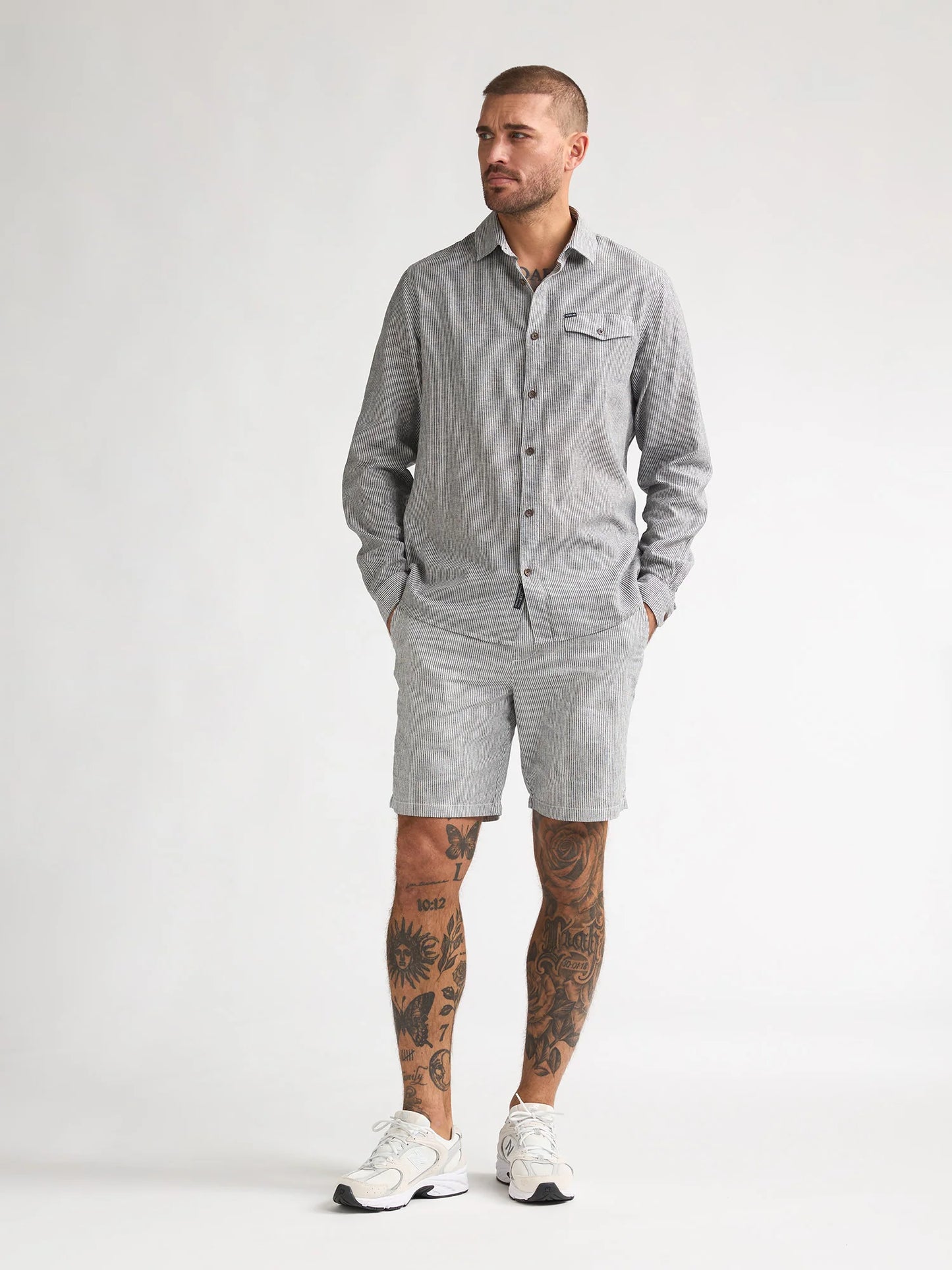 SHORT TWILL CHINO MISTO LINO