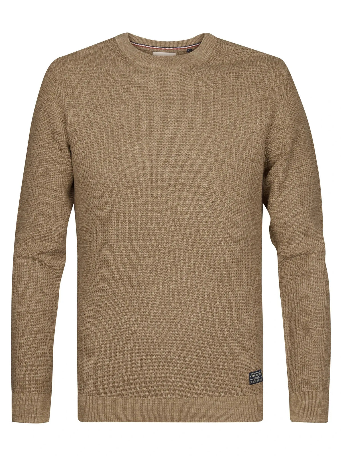 MAGLIA UOMO GIROCOLLO IN COTONE LEGGERO TESTURIZZATO PETROL INDUSTRIES REGULAR FIT – MARRONE