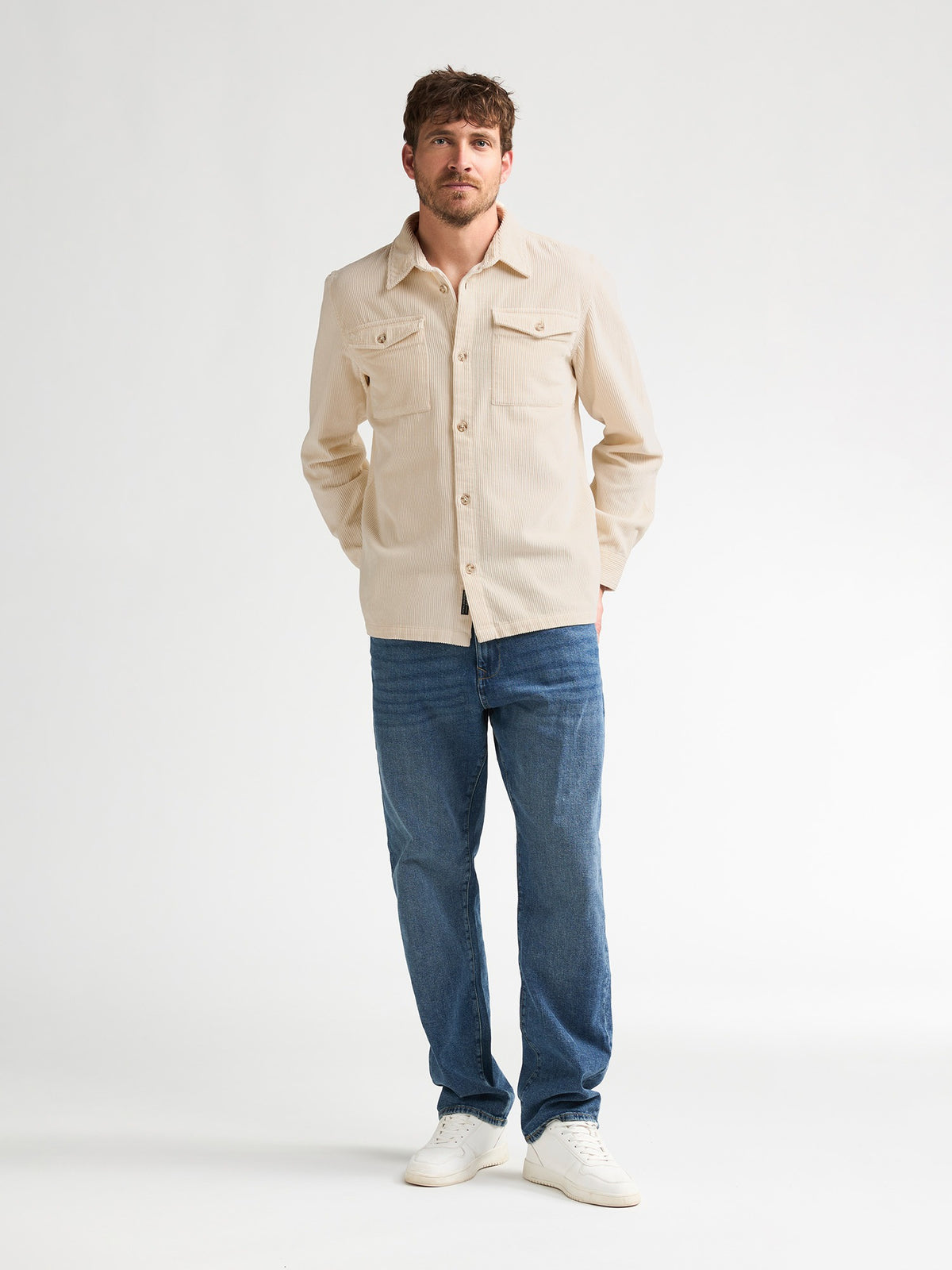 CAMICIA UOMO A MANICHE LUNGHE PETROL INDUSTRIES – BEIGE