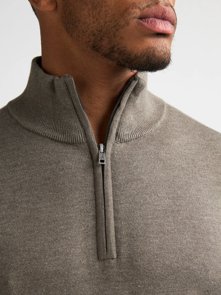 MAGLIONCINO UOMO MEZZA ZIP IN COTONE PETROL INDUSTRIES – NOCCIOLA