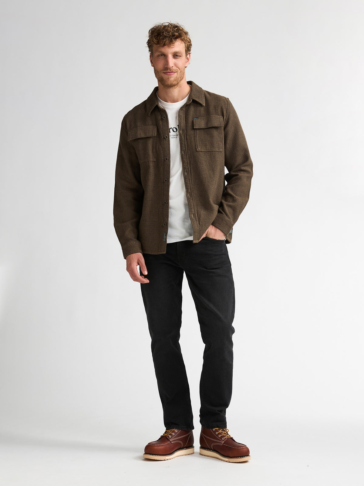 CAMICIA UOMO A MANICHE LUNGHE PETROL INDUSTRIES – MARRONE