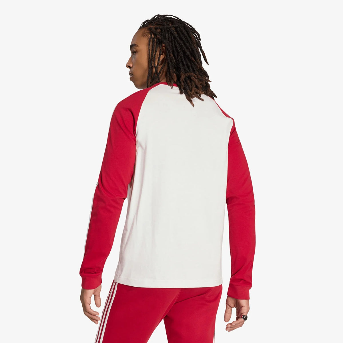 MAGLIA UOMO ADIDAS ORIGINALS 3-STRIPES MANICA LUNGA – BIANCO ROSSO
