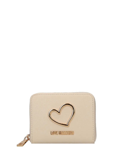 PORTAFOGLIO DONNA LOVE MOSCHINO ZIP AROUND – AVORIO