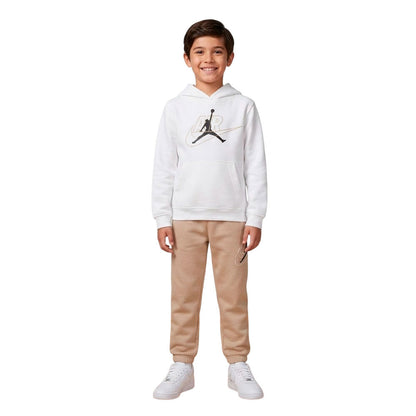 TUTA BAMBINO JORDAN SWOOSH FLEECE SET – BIANCO/BEIGE