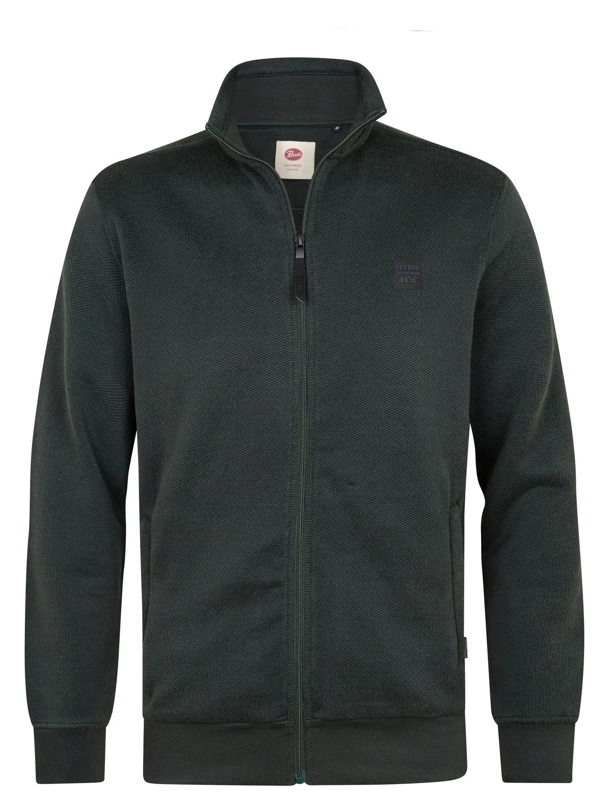 FELPA UOMO CON ZIP INTERA E COLLO ALTO IN COTONE BIOLOGICO PETROL INDUSTRIES – DEEP GREEN