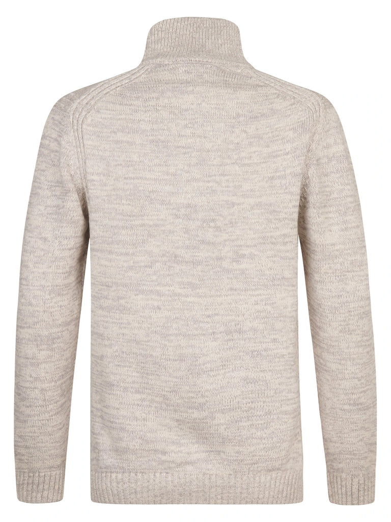 MAGLIONE UOMO IN COTONE PETROL INDUSTRIES CON BOTTONI E ZIP – BIANCO ANTICO