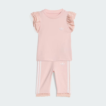 COMPLETO SET INFANT T-SHIRT LEGGINS 3/4 CON PIZZO