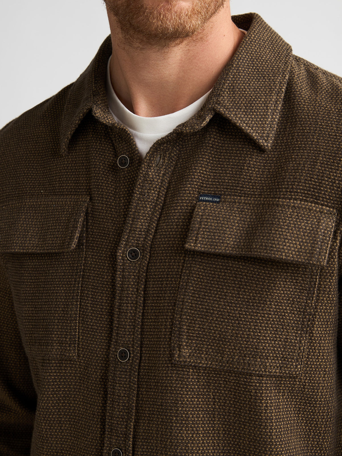 CAMICIA UOMO A MANICHE LUNGHE PETROL INDUSTRIES – MARRONE