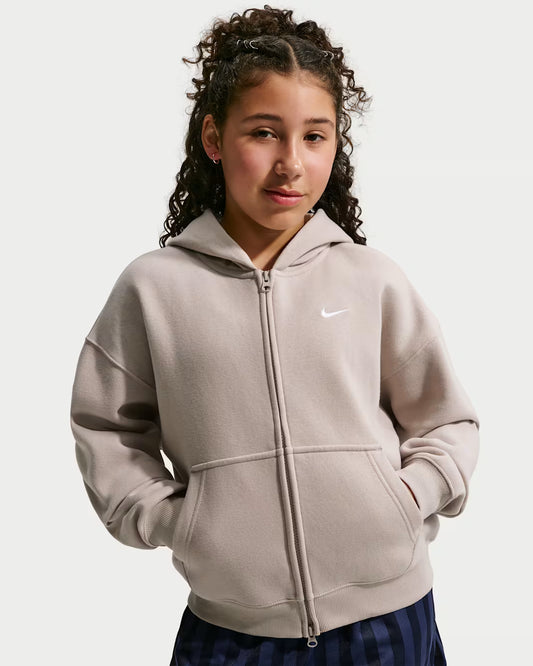 FELPA RAGAZZA NIKE STUDIO FLEECE CROP FULL ZIP – GRIGIO