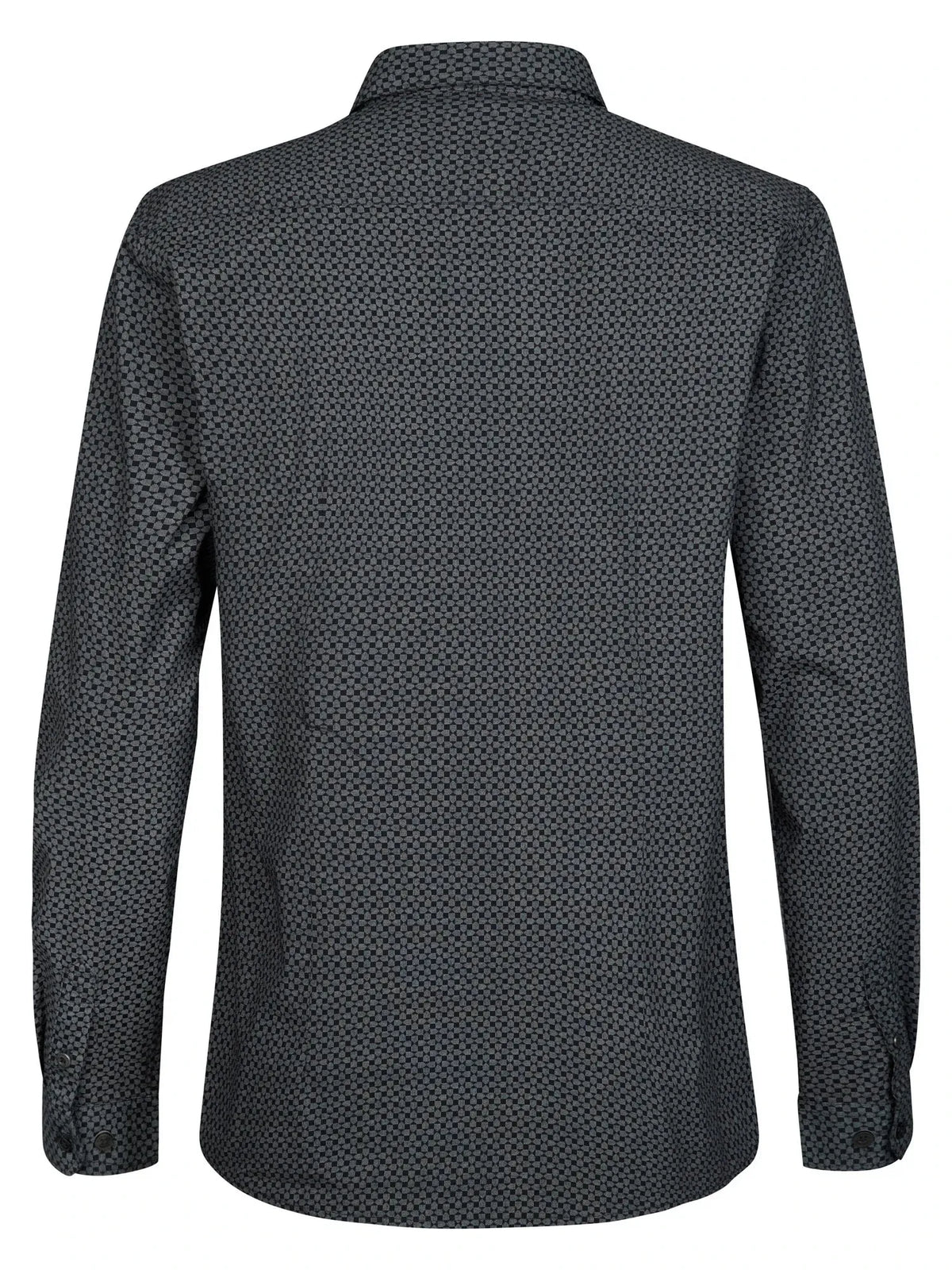 CAMICIA UOMO SLIM FIT IN COTONE ELASTICIZZATO PETROL INDUSTRIES – MICRO FANTASIA E ABBOTTONATURA NASCOSTA